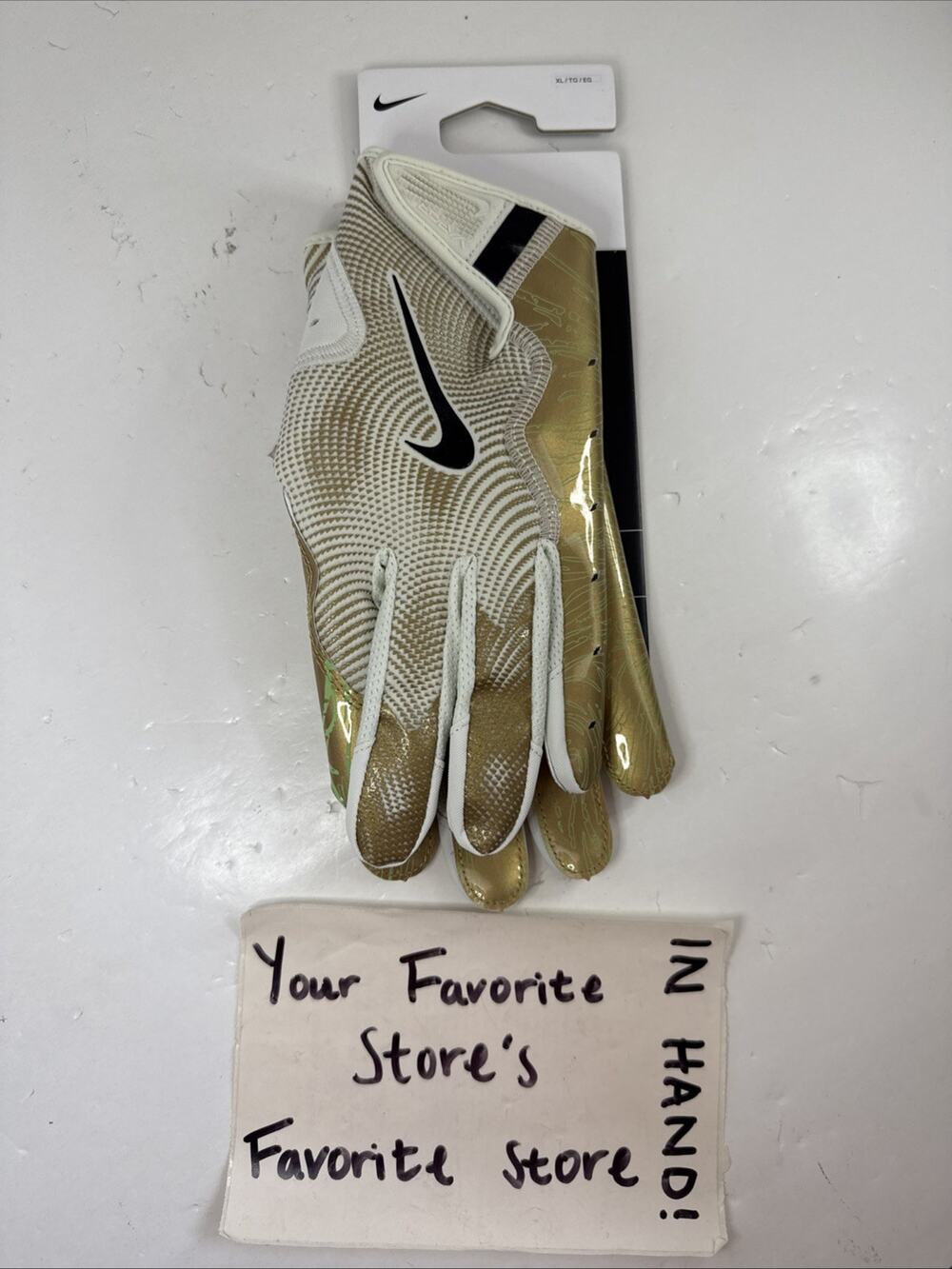 Nike Vapor Jet 8.0 Energy Swag Football Gloves Gold White Adult Size XL NEW!